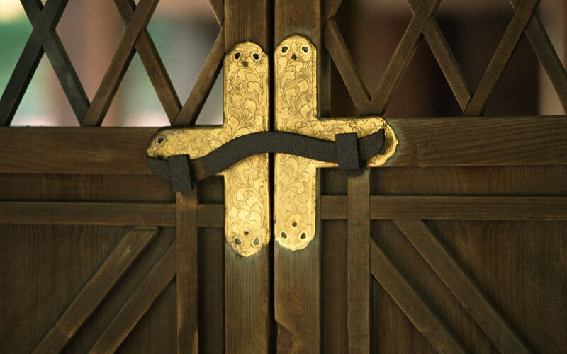 ornate wooden door latch
