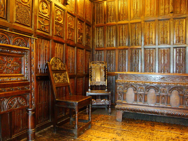 ornate wooden paneling room