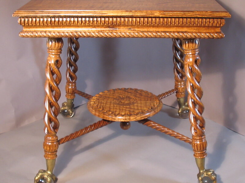 ornate wooden table with twisted legs