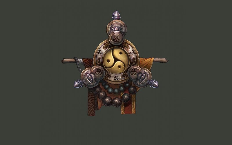 Ornate Yin-yang Amulet — Brown