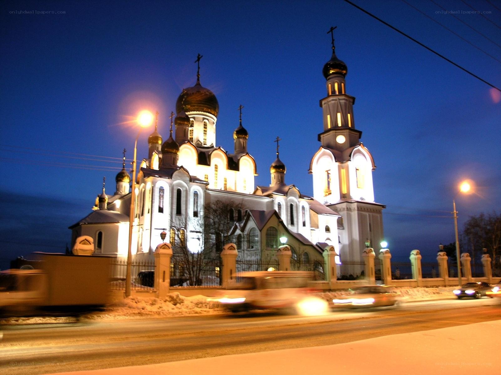 Orthodox church at night