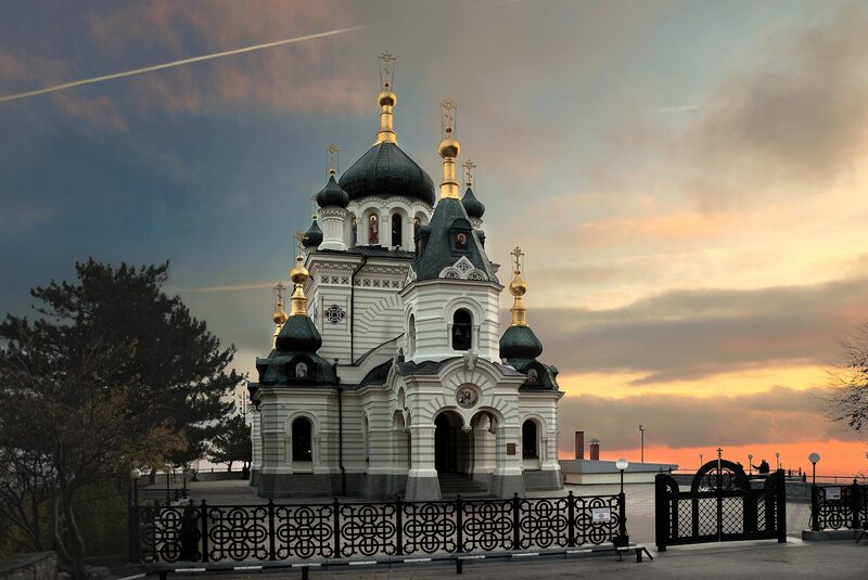 Orthodox Church at Sunset — White