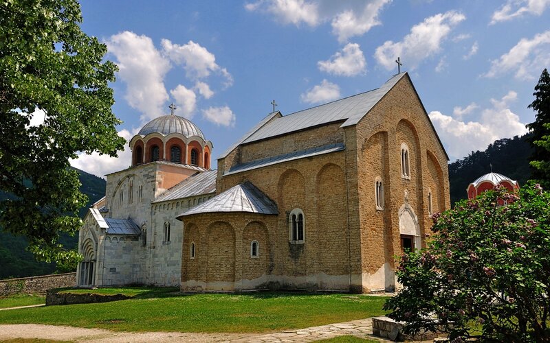 Orthodox church in a mountain valley