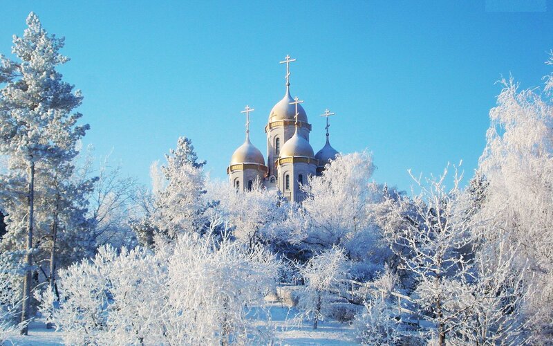 Orthodox Church in Snow — Blue, Serene