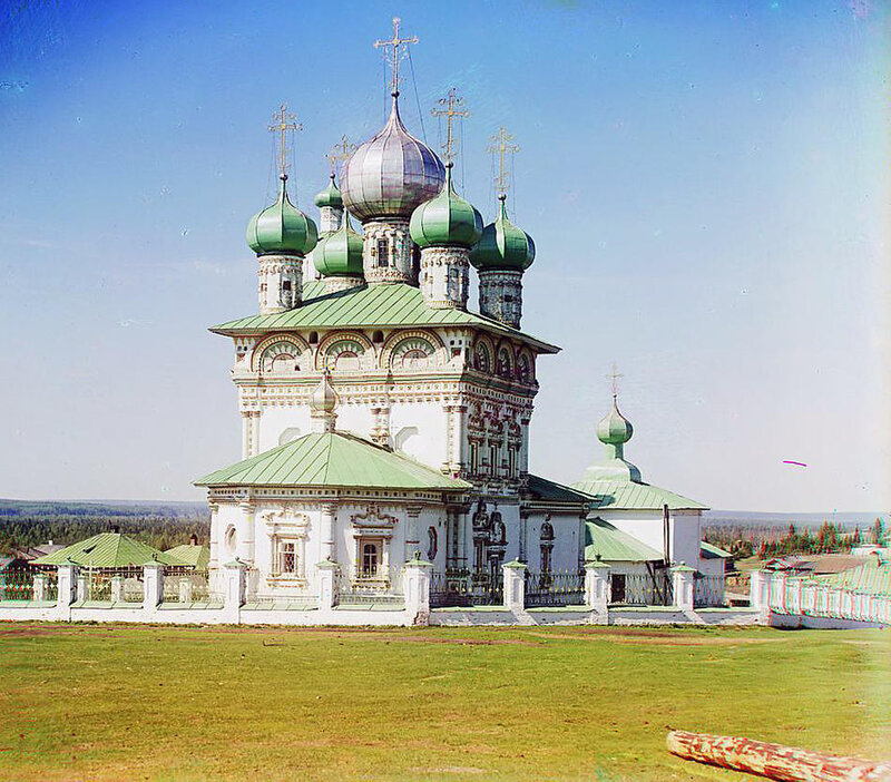 Orthodox church with green domes