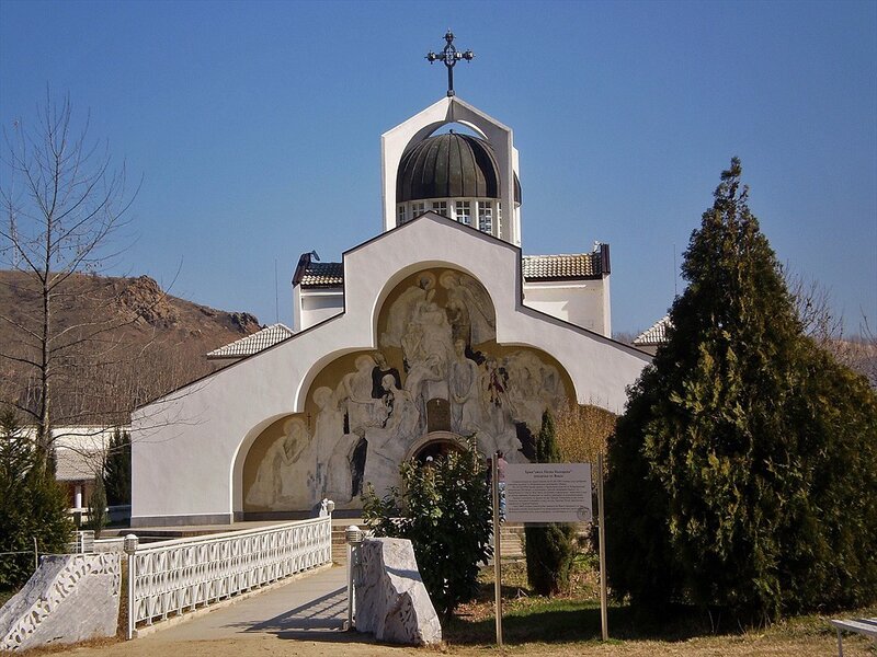 Orthodox church with religious mural