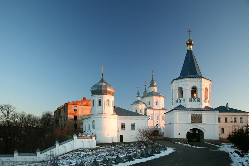 Orthodox monastery at sunset