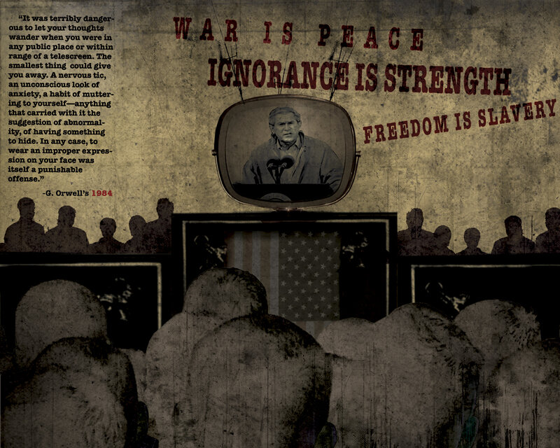 Orwellian propaganda poster