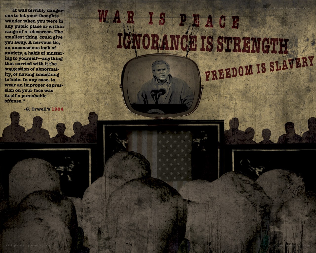 Orwellian propaganda poster