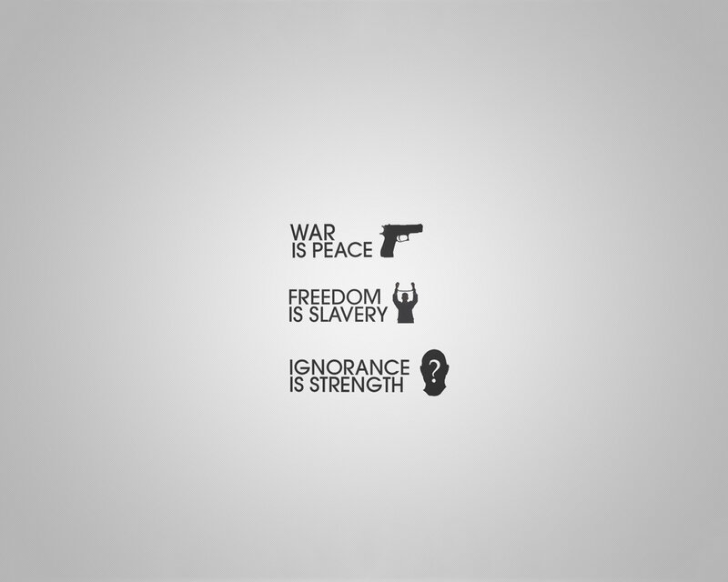 Orwellian slogans with icons