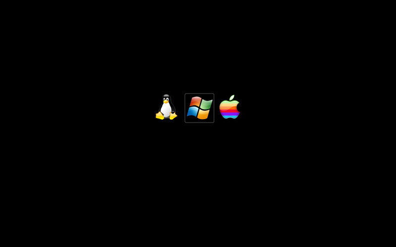 OS icons on black background