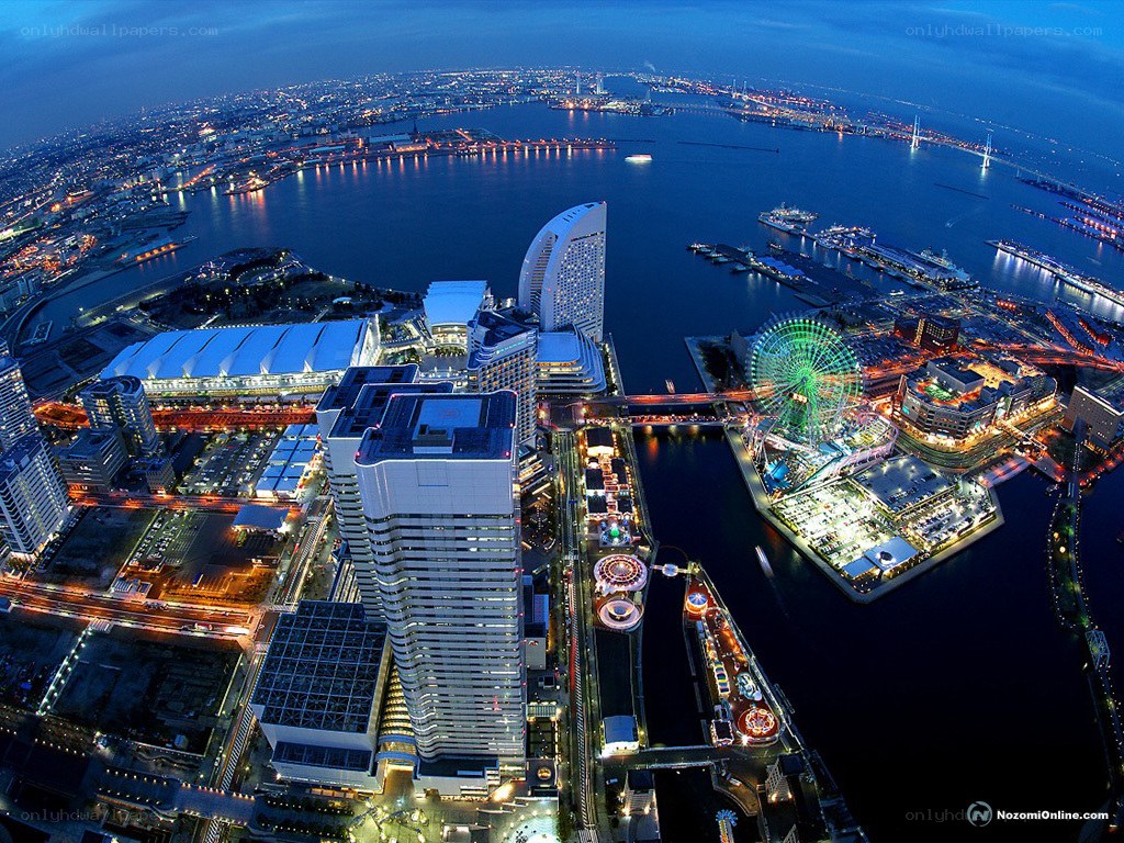 Osaka Bay at night