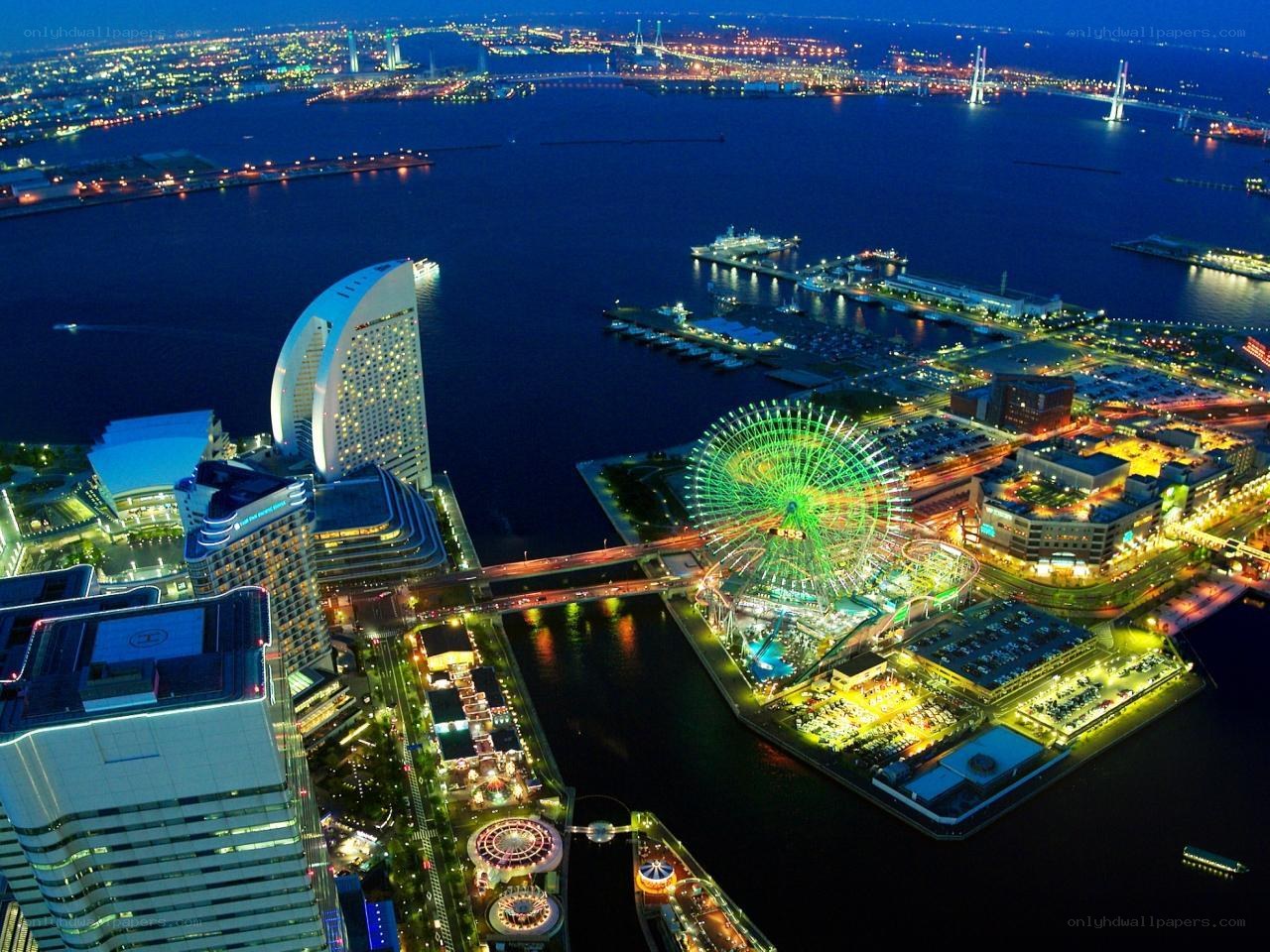 Osaka Bay at night