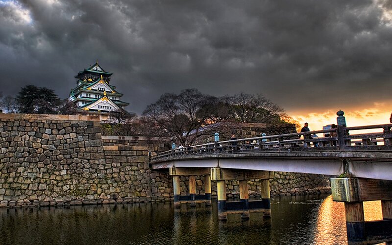 Osaka Castle at sunset