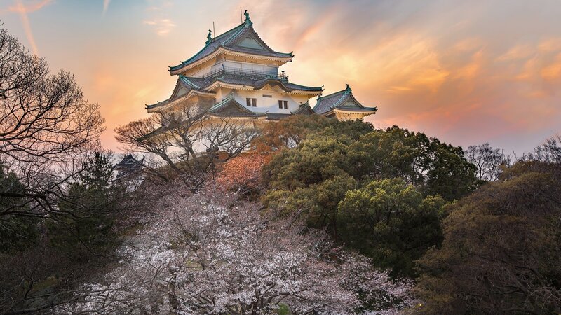Osaka Castle — Green, Serene, Sunset