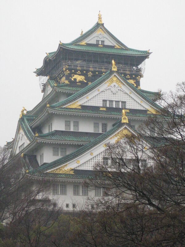 Osaka Castle on a foggy day