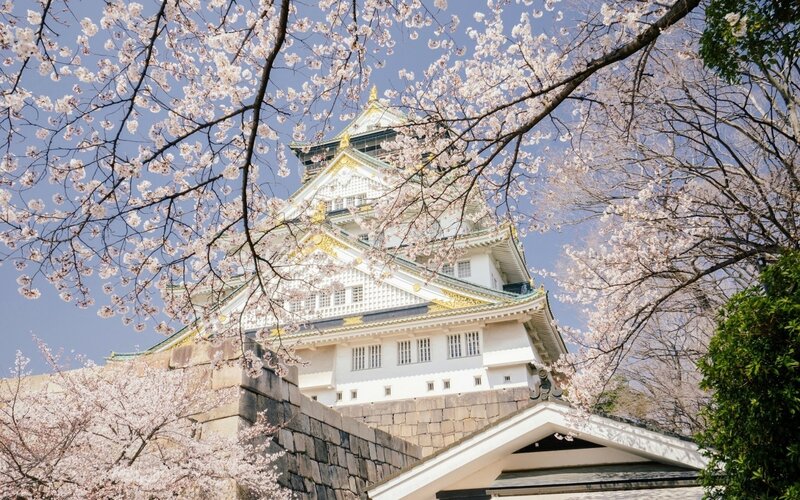 Osaka Castle — White, Serene, Spring, Photograph
