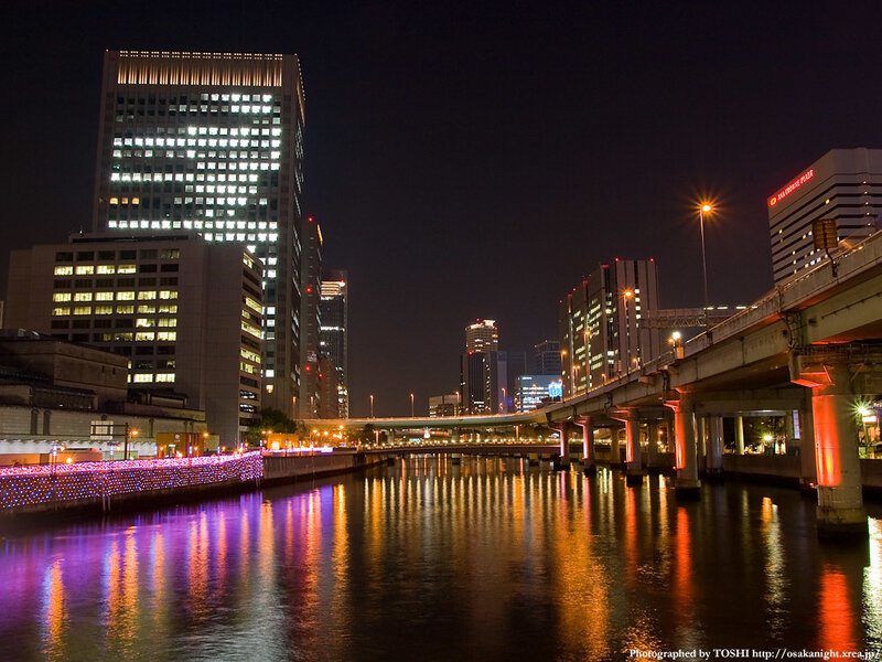Osaka city at night