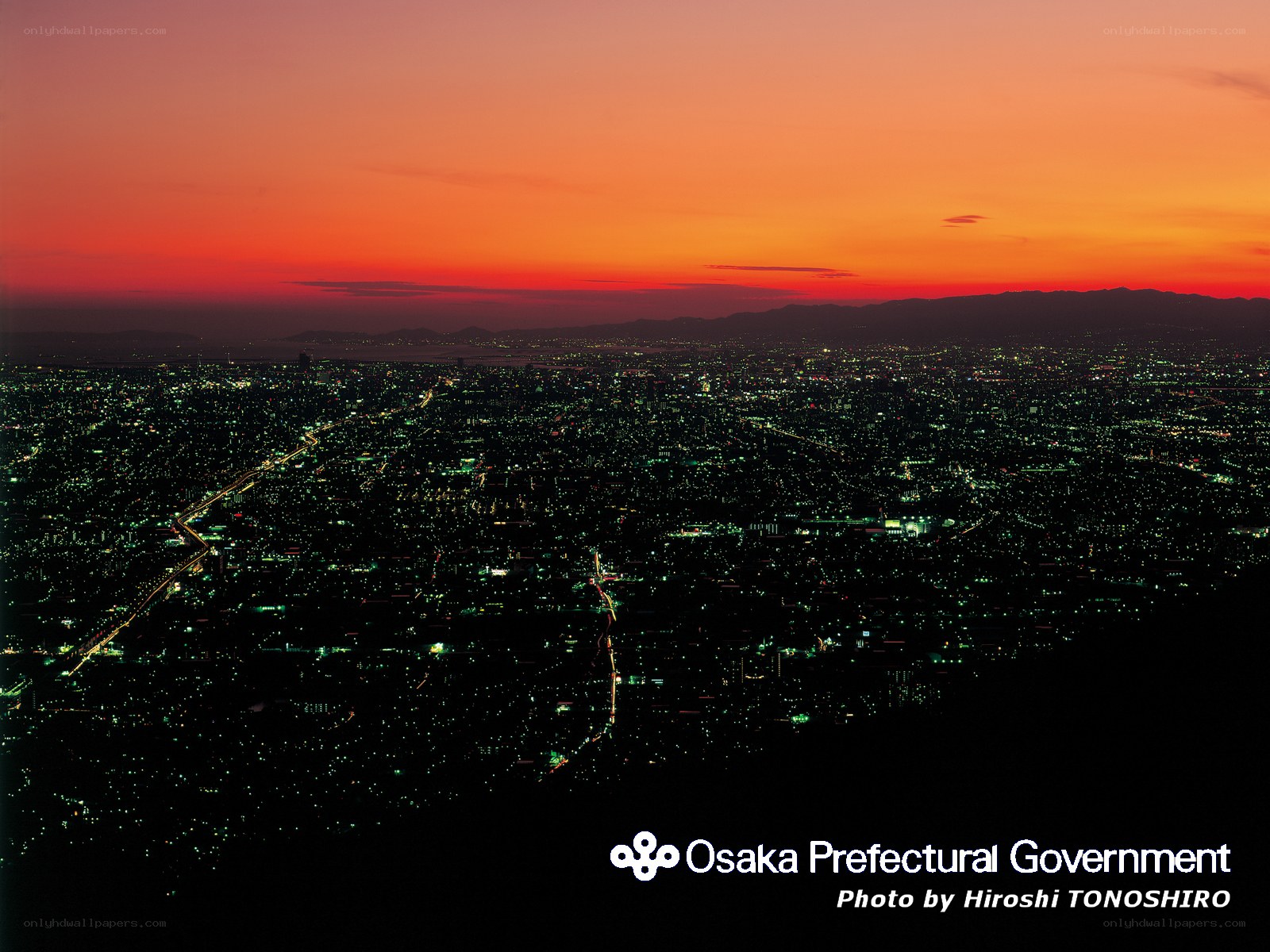 Osaka city at sunset