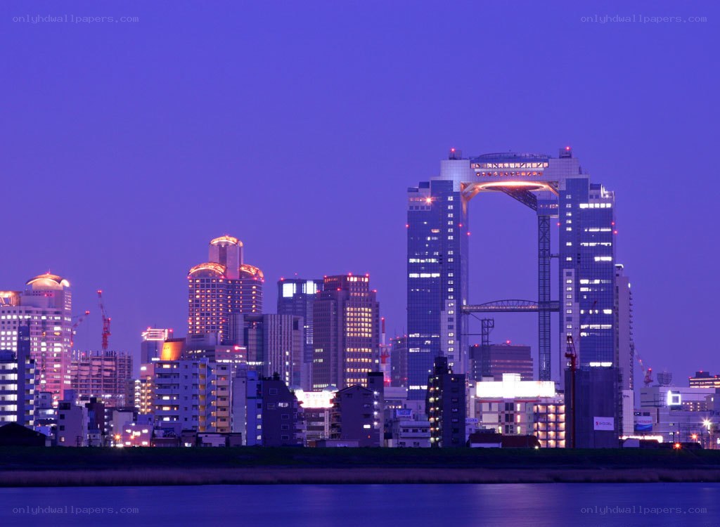 Osaka skyline at dusk