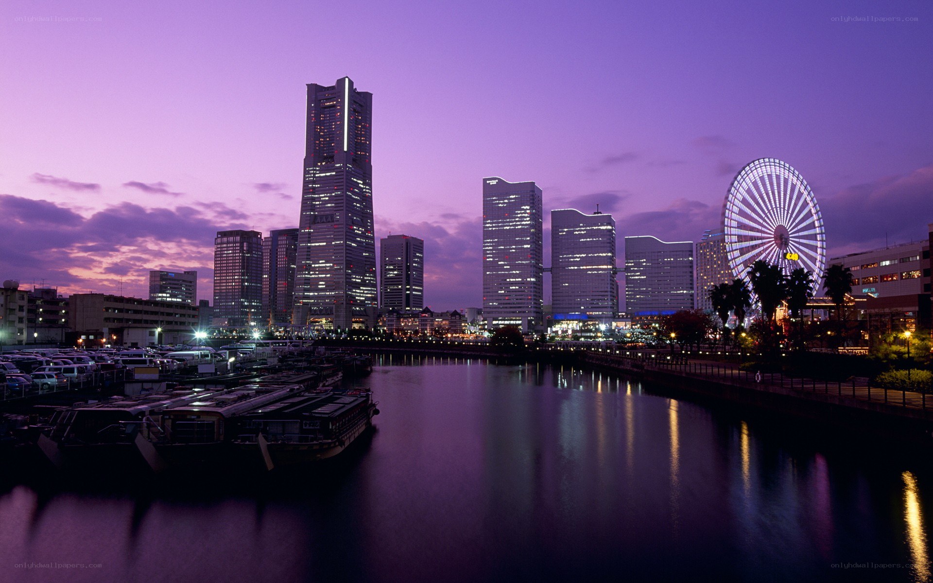 Osaka skyline at dusk