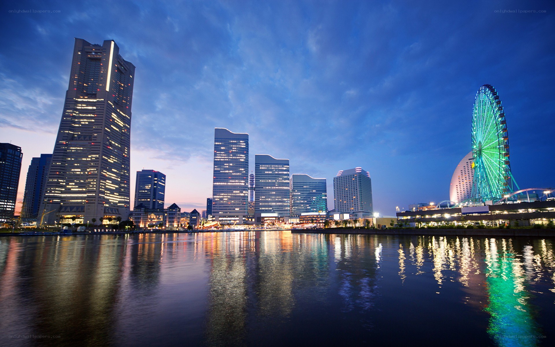 Osaka skyline at dusk
