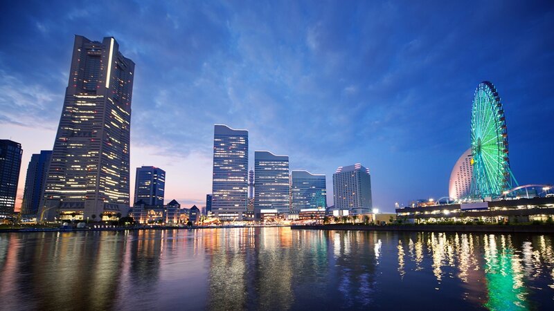 Osaka Skyline at Dusk — Blue, Serene