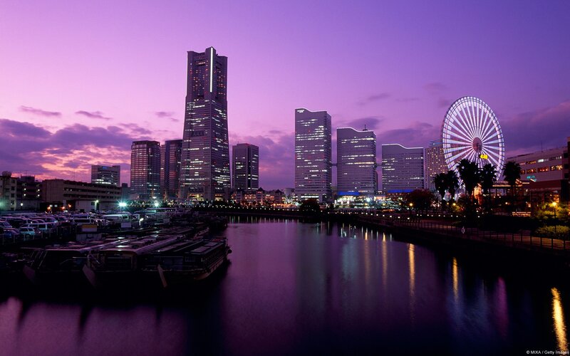 Osaka Skyline at Dusk — Purple