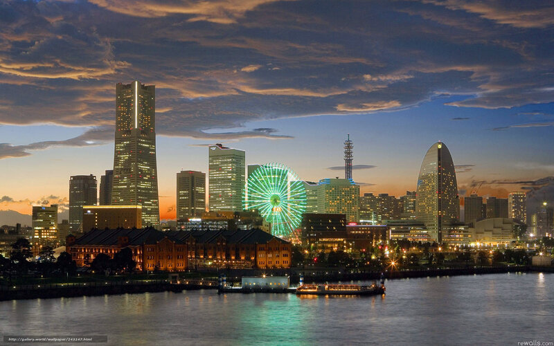 Osaka skyline at dusk