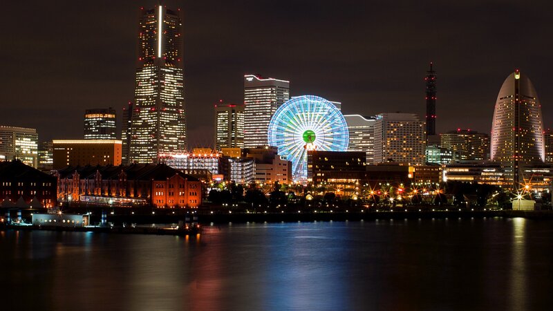 Osaka Skyline at Night — Blue, Dramatic