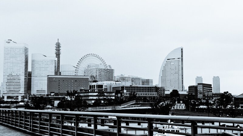 Osaka skyline with Ferris wheel