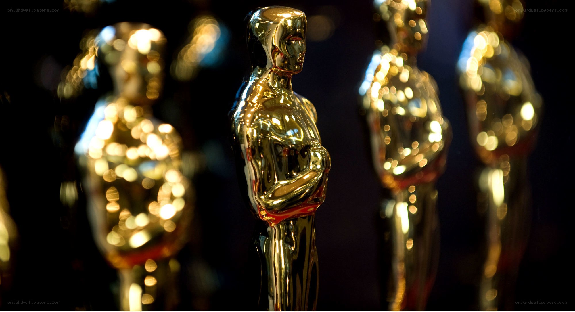 Oscar statuettes in display