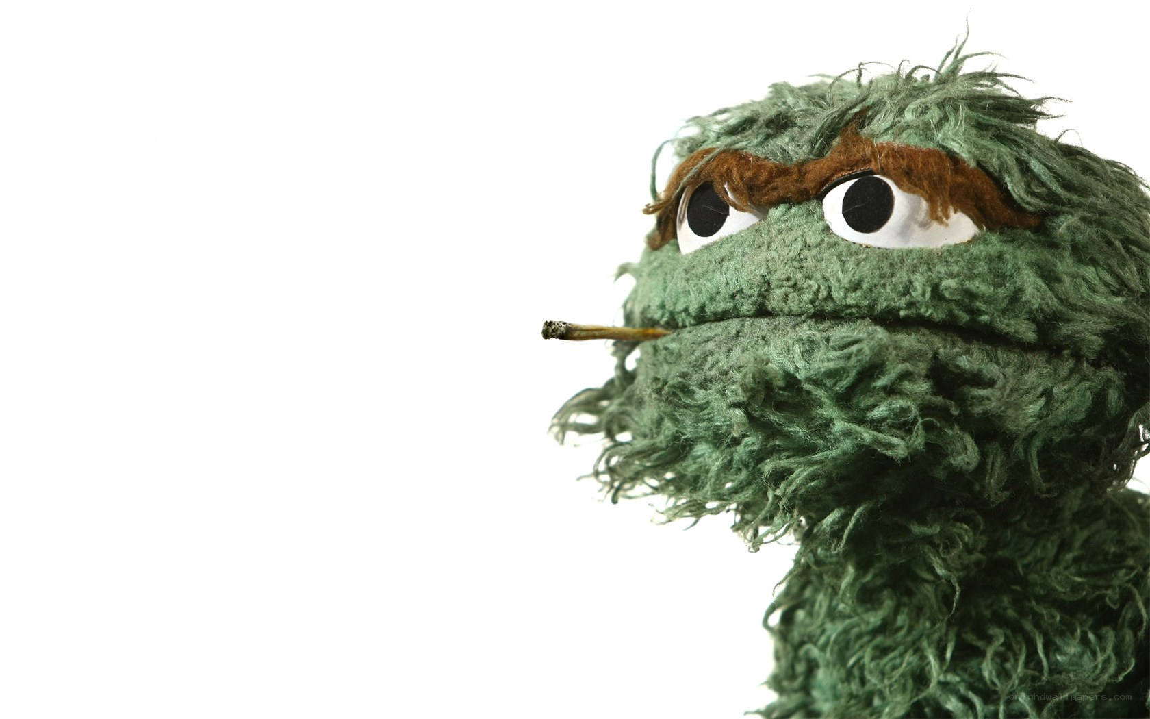 Oscar the Grouch with a cigarette