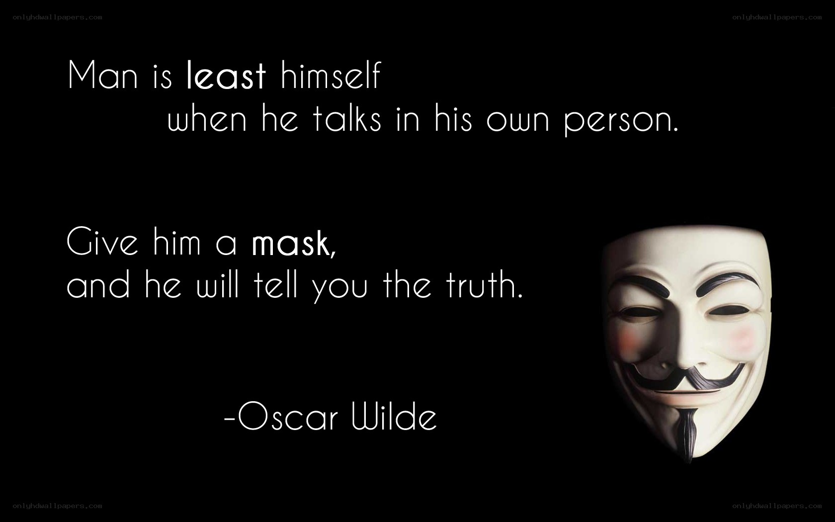 Oscar Wilde quote with mask
