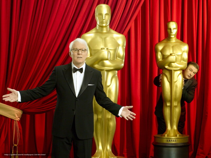 Oscars ceremony with statues