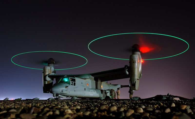 Osprey Aircraft at Night — Black