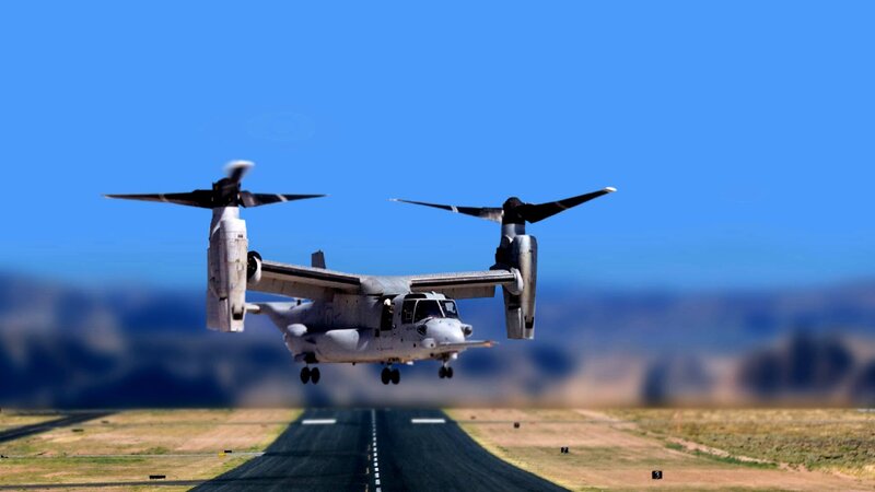 Osprey Aircraft Landing — Blue