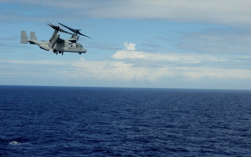 Osprey Aircraft over Ocean
