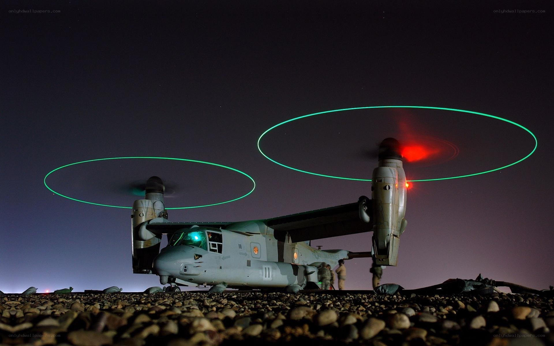 Osprey helicopter at night