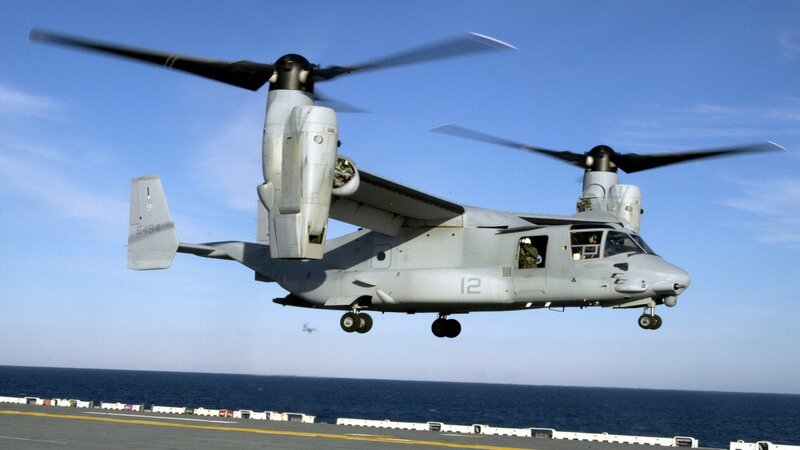 Osprey helicopter in flight