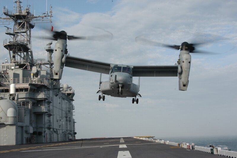 Osprey landing on aircraft carrier