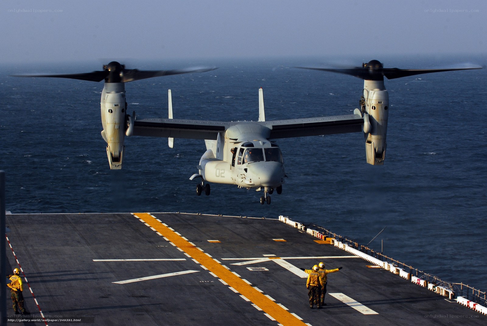 Osprey landing on aircraft carrier
