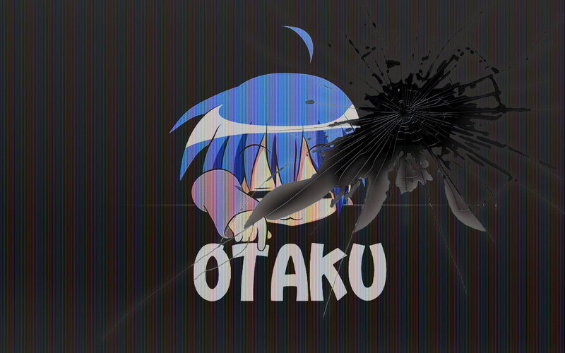 Otaku anime character with cracked screen