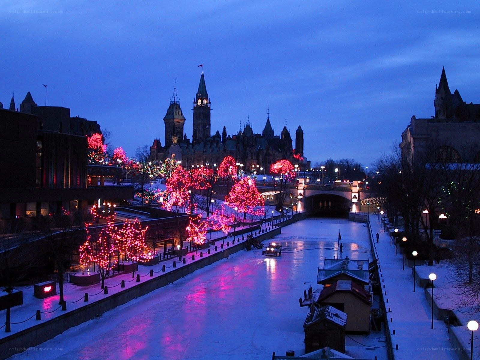 Ottawa winter lights at dusk