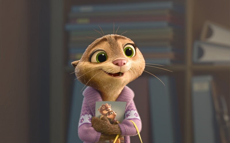 otter character holding photo