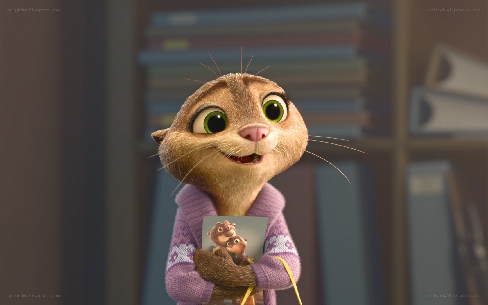 otter character holding photo