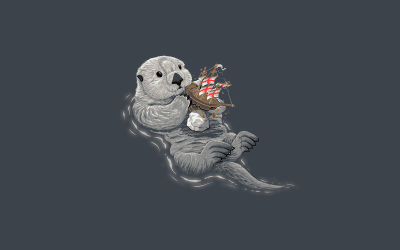 otter with toy ship