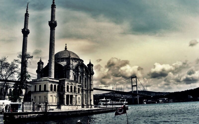 Ottoman Mosque by Water — Gray