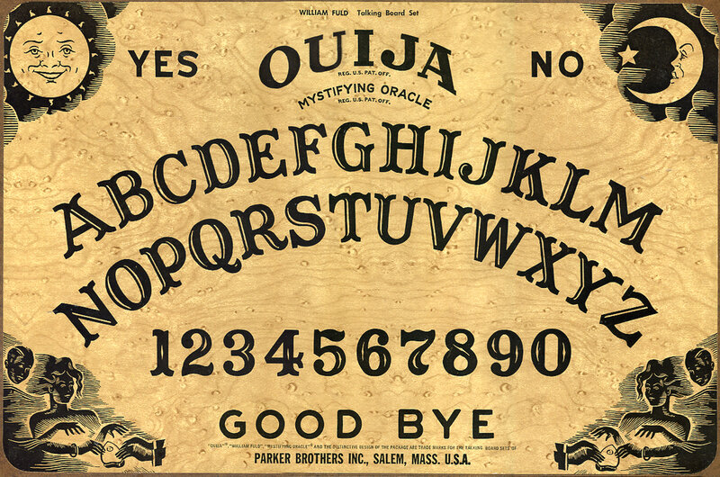 Ouija board with alphabet and numbers