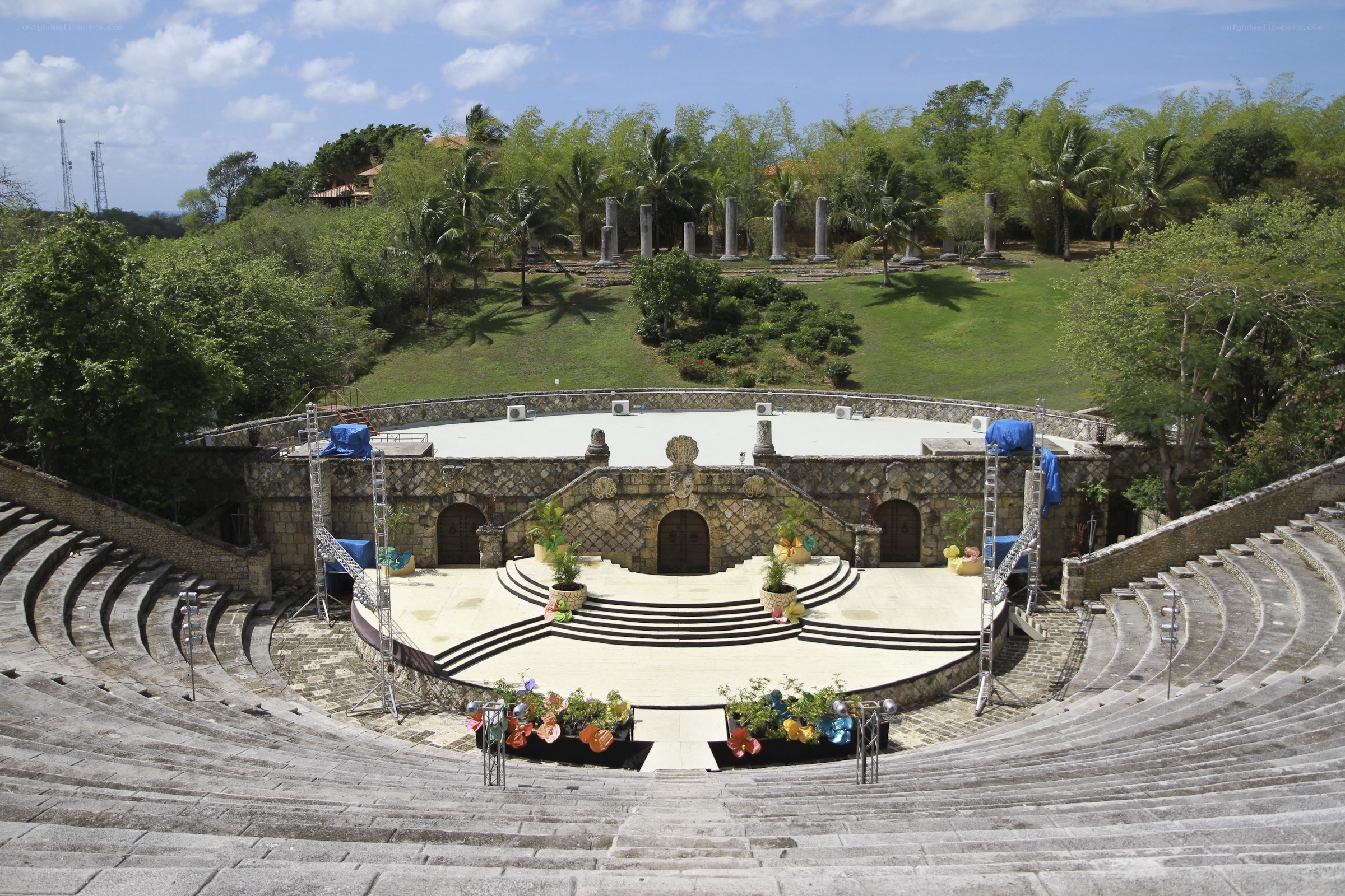 Outdoor amphitheater with stone seating